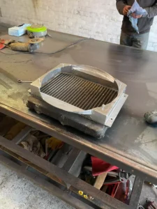 Custom-fabricated-radiator-fan-shroud-welding-table