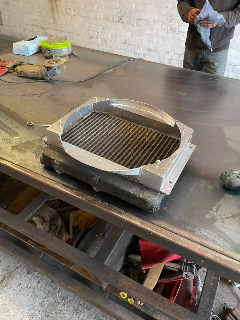 Custom-fabricated-radiator-fan-shroud-welding-table